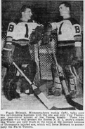 Frank Brimsek won his first two NHL starts while replacing the injured Tiny Thompson, November, 1938.