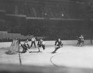 Action between the Bruins and Canadiens at the Boston Garden, November 18, 1951.