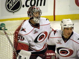 Ward in net next to defenceman  in 2008