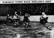Bruins-Black Hawks action, December 21, 1937.