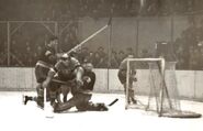 Babe Pratt and Dave Kerr defend against the Canadiens, December 19, 1937.