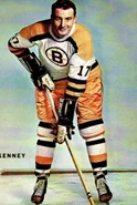 Don McKenney wearing the road uniform with gold pants in 1958.