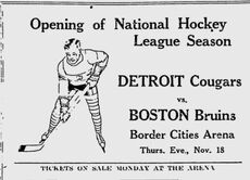 Ad for the 1926 opening game of the Detroit Cougars.