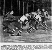 Bruins-Canadiens action in front of Frank Brimsek, December 5, 1938.