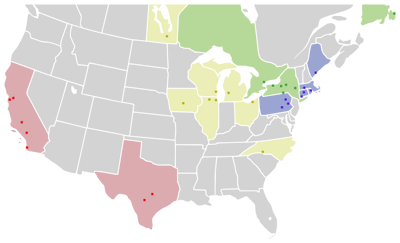 American Hockey League 2015-16 map zoomed