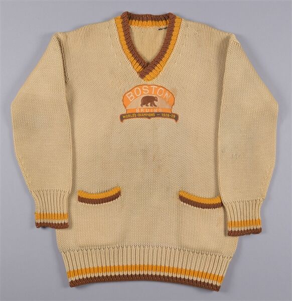 Modelline 1931-32 Boston Bruins Vintage Gold/Brown/White Knit Ice Hockey Socks Small - 20