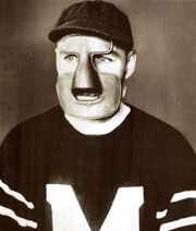 Clint Benedict with mask circa 1930