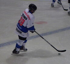 Greilinger in warm-ups for .