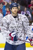 Laich wears a camouflage jersey during warmups before a game on March 3, 2011.
