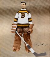 Thompson sporting the brown block "B" jersey introduced in 1932.