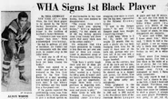 Article detailing Alton White's WHA signing, 1972.