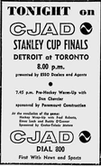 Montreal radio ad for second game.