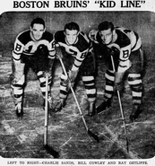 The Bruins "Kid Line" of Charlie Sands, Bill Cowley and Ray Getliffe led the team in scoring during the 1936-37 season.