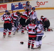 A large fight in an  hockey game between the  and 