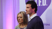February 2, 2011:Ottawa Senators assistant coach Luke Richardson and his wife Stephanie arrive for an announcement on mental health in Ottawa