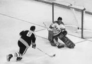 9Apr1970-Hodge Sawchuk.jpg (142 KB) Ken Hodge scores the game winner on Terry Sawchuk, Game 2 of the Quarter-finals, April 9, 1970.