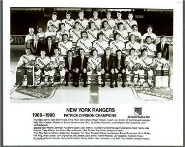 New York Rangers Team Photo 1989