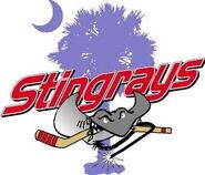 Stingrays former secondary, used during affiliation with the Washington Capitals. Based on the 10th anniversary logo design. Used 2004–2008.