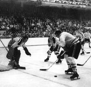 Don Head, Pat Stapleton and Bernie Geoffrion, October 15, 1961.