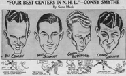 Cartoon of Bruins 1937-38 centers.