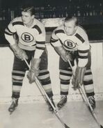 Brothers Max and Bill Quackenbush in the Bruins home jerseys worn in the 1950-51 season.