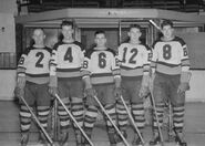 1936-37 Defense - Eddie Shore, J. Jerwa, Hooley Smith (forward), Flash Hollett, Jack Portland.