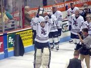 South Carolina Stingrays celebrate winning the 2001 Kelly Cup