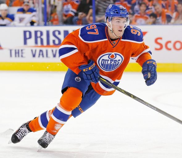 NHL hockey player Connor McDavid throws out the ceremonial first