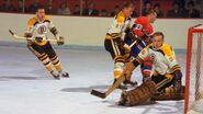 Wayne Connelly, Glen Sather, Dave Balon, Gerry Cheevers, December 28, 1966.