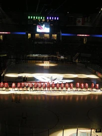 The Chiefs line up for a game with the Tri-City Americans.