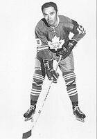 Armstrong poses for a photographer while wearing his full Maple Leafs uniform.