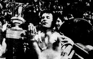 Whalers captain Ted Green with the substitute Avco World Trophy, May 6, 1973.