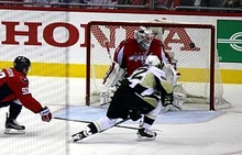 Hagelin scores on  of the  during the .