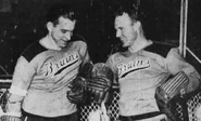 Milt Schmidt and Bill Cowley in the gold jersey introduced in 1940.