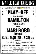 March 28 playoff game at Maple Leaf Gardens