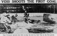 Carl Voss scores, Game 1 of the 1937 Quarter-finals, March 23, 1937.