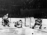 Fern Flaman, Frank Brimsek, Edgar Laprade, October 31, 1948.