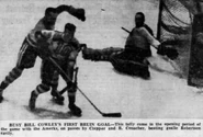 Bill Cowley scores on Earl Robertson, December 3, 1940.