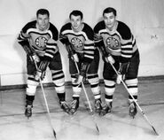 The "Uke Line" of Vic Stasiuk, Bronco Horvath and John Bucyk would power the Bruins offense from 1957-60.