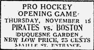 1928-29 Pittsburgh Pirates (NHL) –