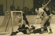 Andy Aitkenhead, Howie Morenz, Duke Dukowski, February 6, 1934.