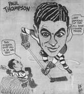 Cartoon lampooning Paul Thompson always scoring on brother Tiny, February 8, 1938.