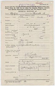Reproduction of health form. Library and ArchivesCanada/Soldiers of the First World War/RG 150, Accession No.1992-93/166, box 6829-29. His age, height and weight are listed.