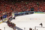 Medal ceremony for the women's ice hockey tournament at the 