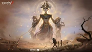 "Guided by the golden scarab, he escapes the devouring abyss, reborn on the edge between life & earth. What awaits them: the desert's deepest secrets... or a merciful deity?" - Old Season 37 Essence 2 Global Poster (Twitter)