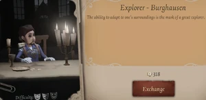 [Costume] Explorer - BurghausenDescription: The ability to adapt to one's surroundings is the mark of a great explorer.