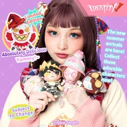 Candy Girl featured as a plush keychain in the Dessert Theme Series merchandise line, in the hands of a model.