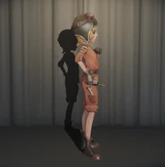 The character's right side view