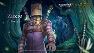 "A face, covered by paperbags, wielding two large blades. He carries a tiger doll with a curious sense of fashion. He can't speak very well but he is highly skilled. A most fearsome chase will begin! - Zazie Reveal Poster (Twitter)