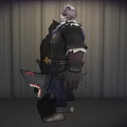 The costume's left side view